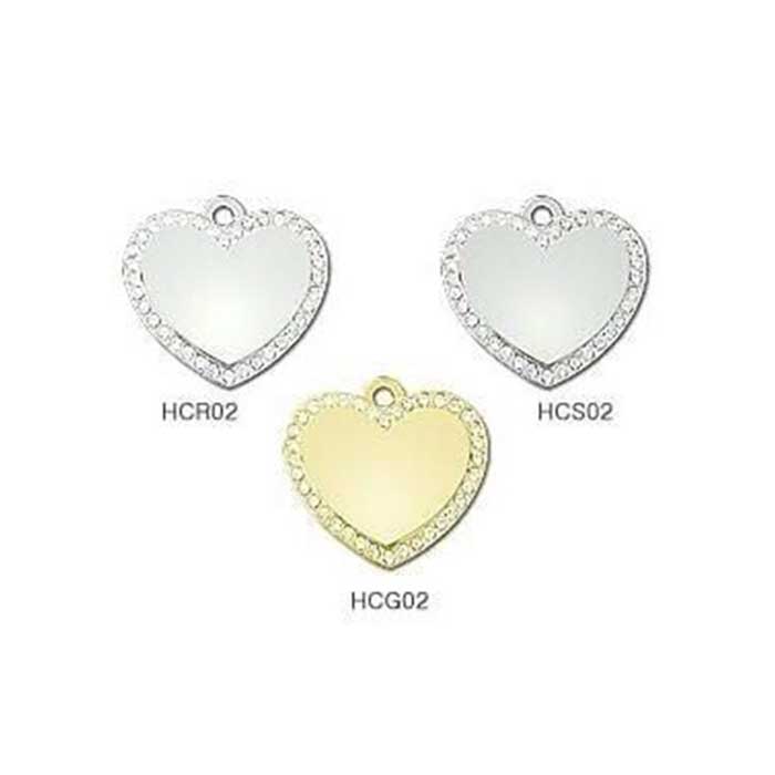 HCG02 - MEDAGLIETTA A CUORE CON STRASS 34x30mm