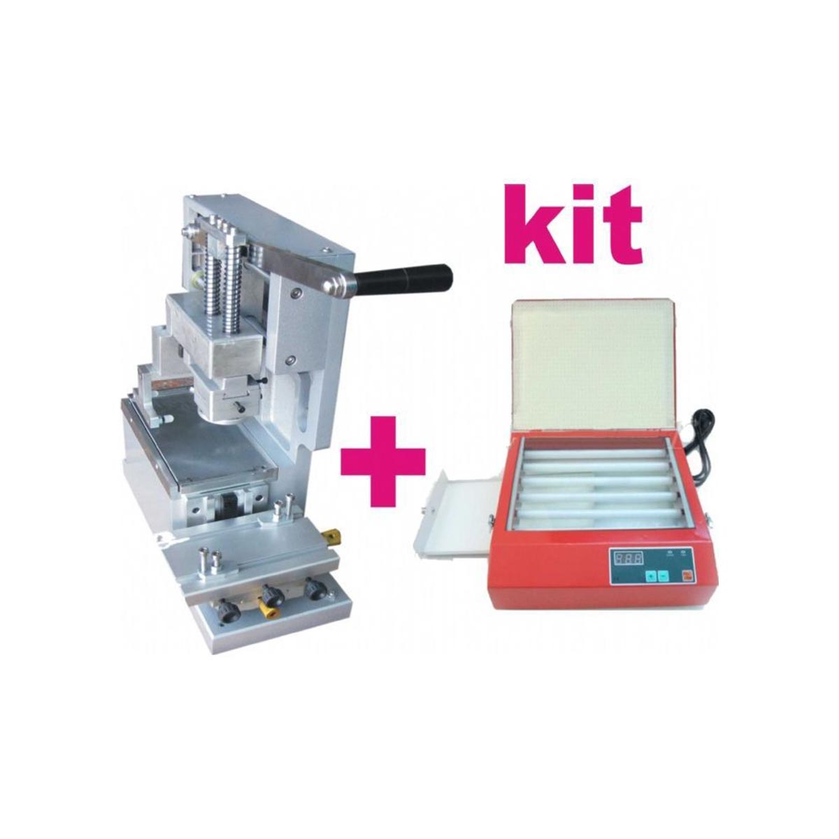 Kit Macchina tampografica manuale con tazza da 70mm e bromografo Kit Macchina tampografica manuale con tazza da 70mm e bromografo